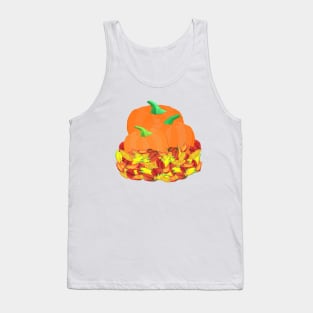 Autumn Pumpkins and Leaves (White Background) Tank Top